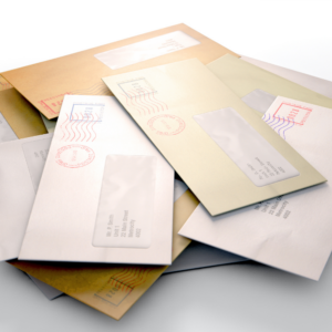 the best professional envelope printer Brisbane - image of printed envelopes in a pile
